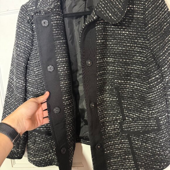 Talbots Black and White Tweed Woven Blazer Size 18WP Wool Office Careerwear - Picture 7 of 9
